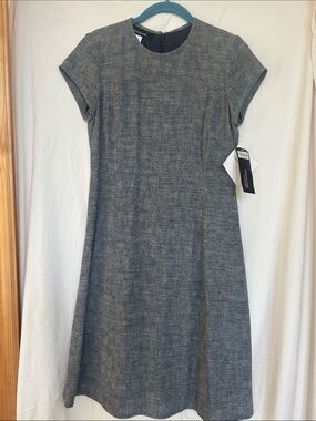Jones New York Gray Textured Midi Sheath Dress